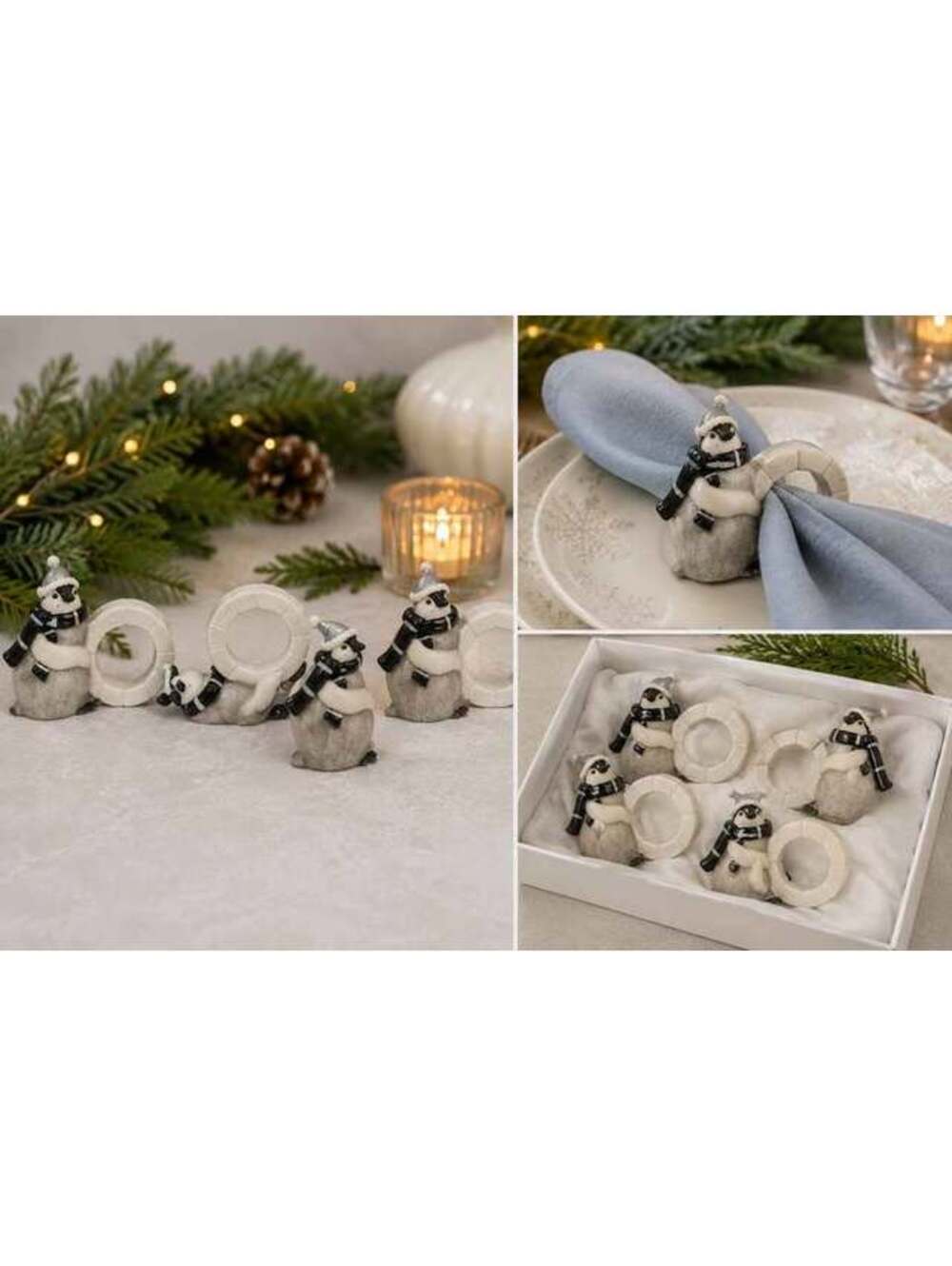 Seagull Studios "The Happy March" Penguin Napkin Rings - 3 sets available